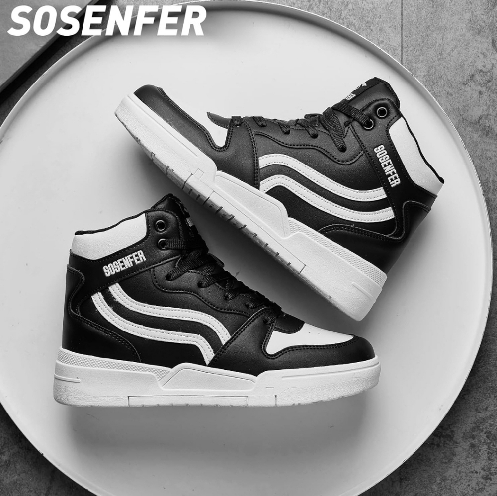 Sosenfer Womens Wedge Sneakers High Top Wedge Sneakers Hidden Heel Comfort Lace